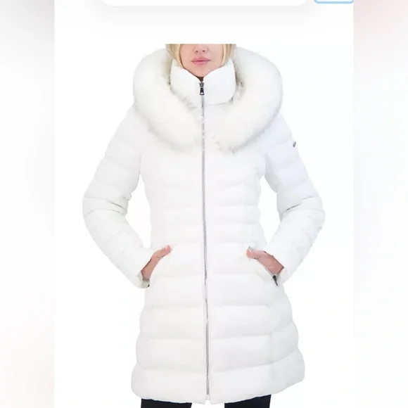 Laundry by Shelli Segal Women's Faux-Fur-Trim Hooded Puffer Coat size M - Picture 4 of 13